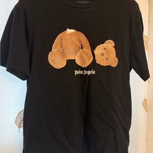 Palm Angels Black Tee with Logo Detail